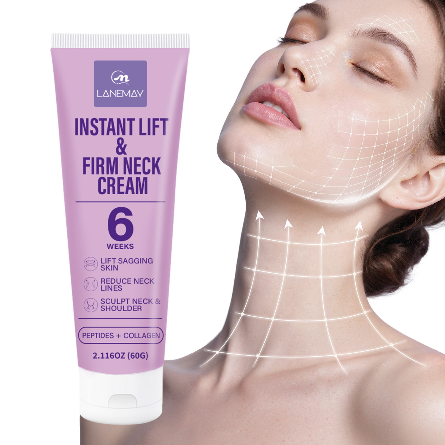 Retinol Vitamin A Cream - Krim Pengencang Leher Instan dengan Peptida,